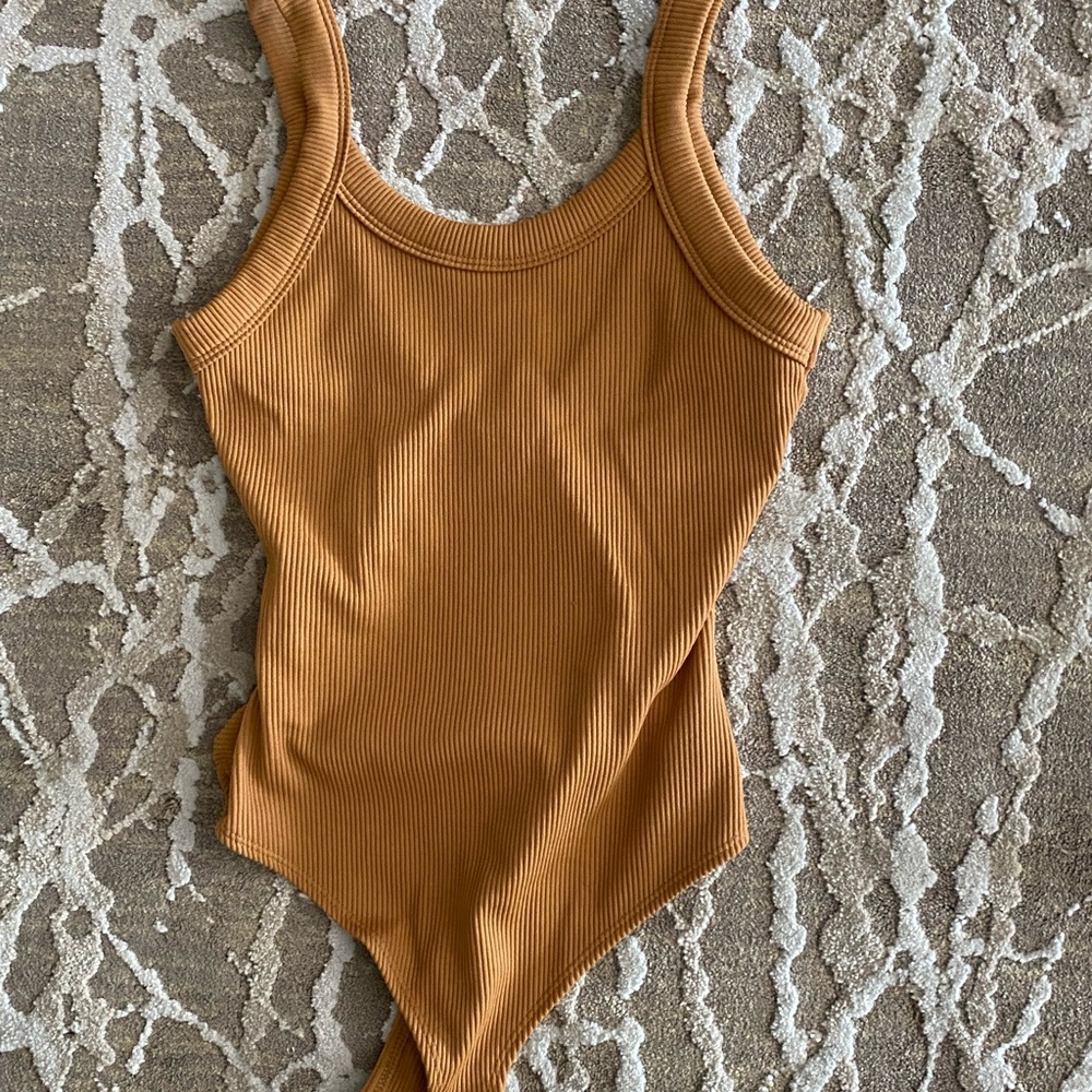 Wild Fable Tan Bodysuit Scoop Neck